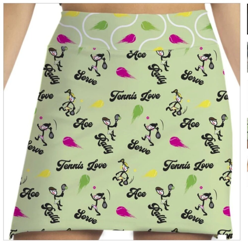 Skort Obsession Tennis Print Skort Sz XL NWT Green